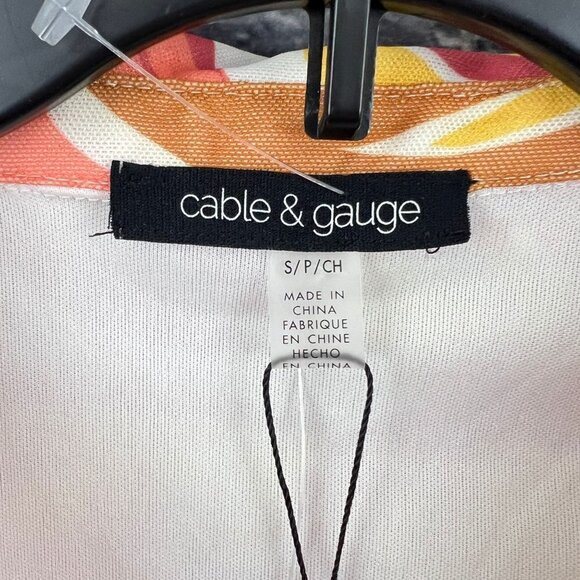 Cable and Gauge Blouse Womens Small Orange Floral Sleeveless Ruched Top V Neck - Picture 6 of 10